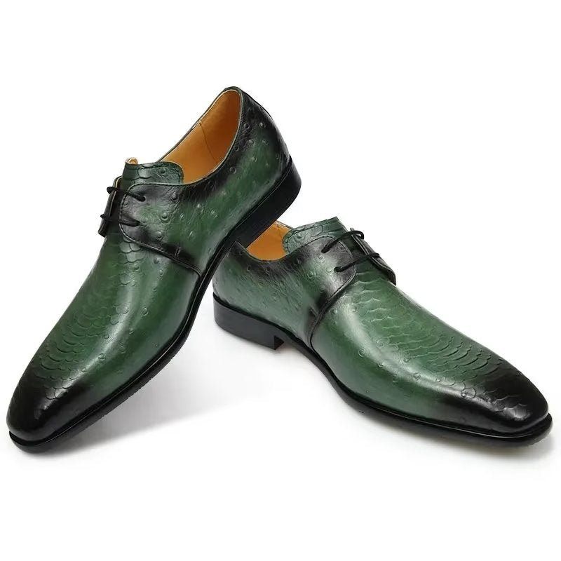 Sapatos Formais Masculinos Elegantes Sob Medida Brogue Couro Casamento - Verde