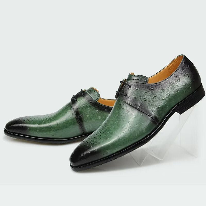 Sapatos Formais Masculinos Elegantes Sob Medida Brogue Couro Casamento - Verde