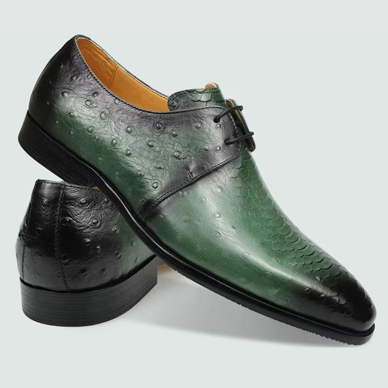 Sapatos Formais Masculinos Elegantes Sob Medida Brogue Couro Casamento - Verde