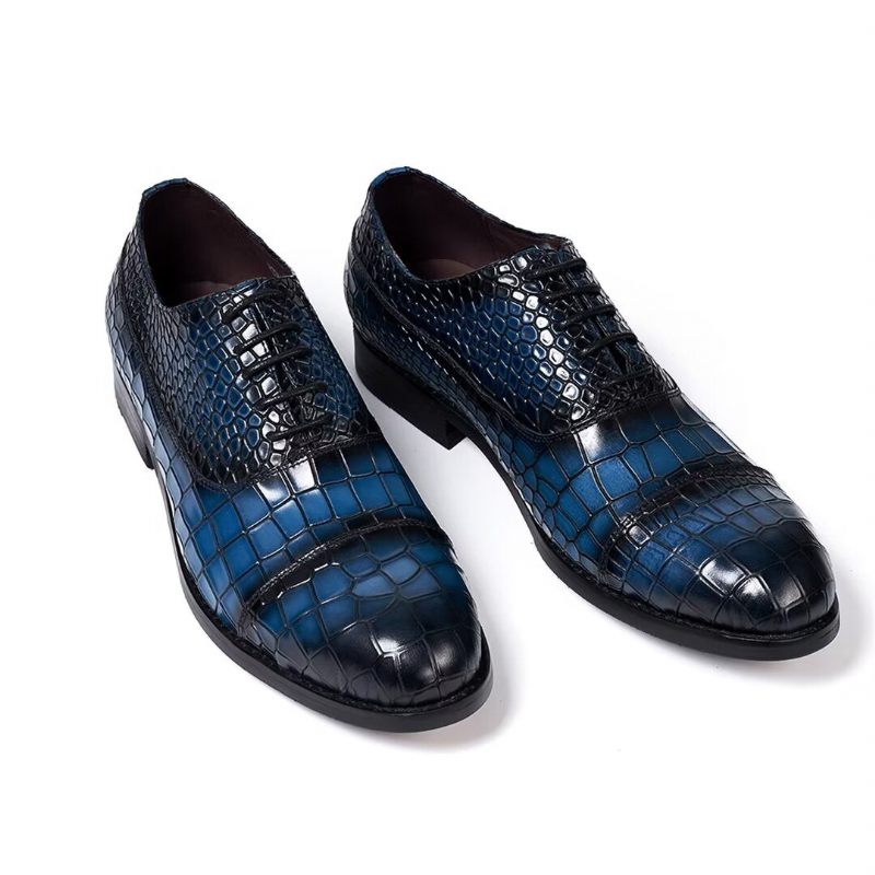 Sapatos Formais Masculinos Elegantes Sociais Couro Urbano -  Azul