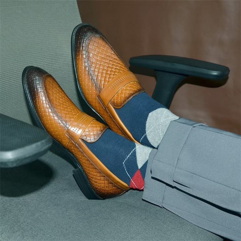 Sapatos Formais Masculinos Elegantes Sociais Slip-on - Marrom