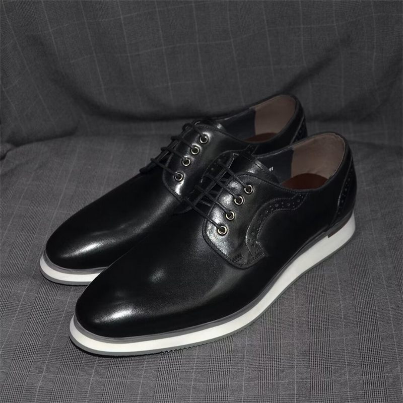 Sapatos Formais Masculinos Elegantes Vestido Urbano Com Cadarço Elegância - Preto 