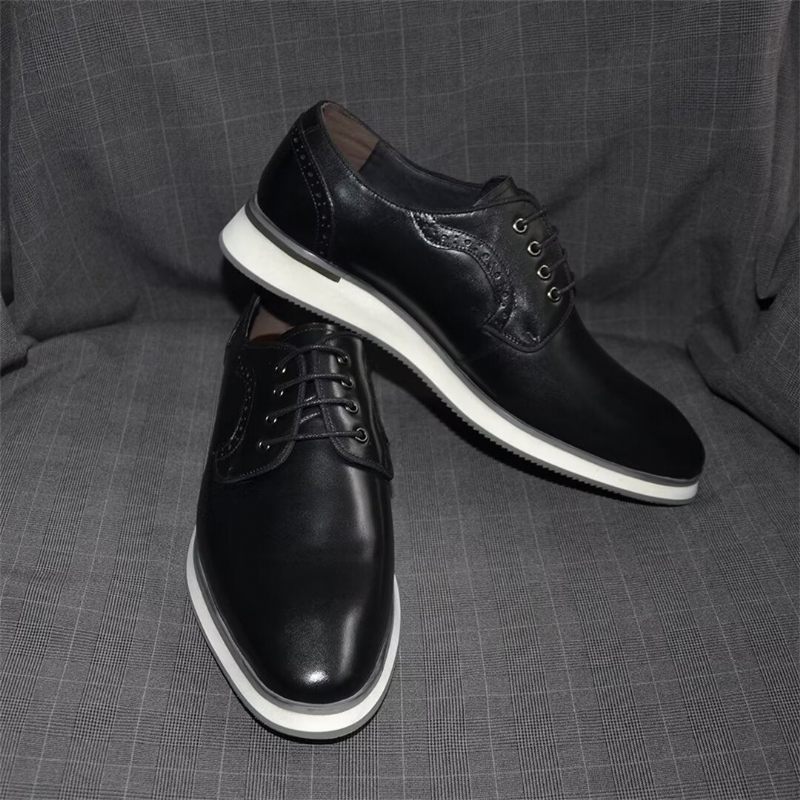 Sapatos Formais Masculinos Elegantes Vestido Urbano Com Cadarço Elegância - Preto 