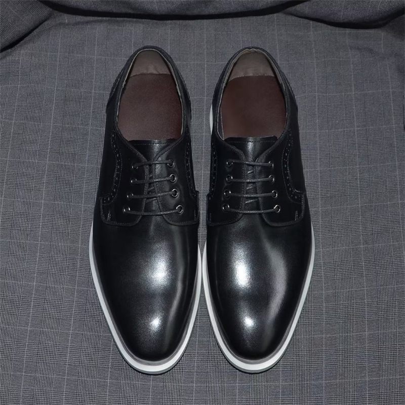 Sapatos Formais Masculinos Elegantes Vestido Urbano Com Cadarço Elegância - Preto 