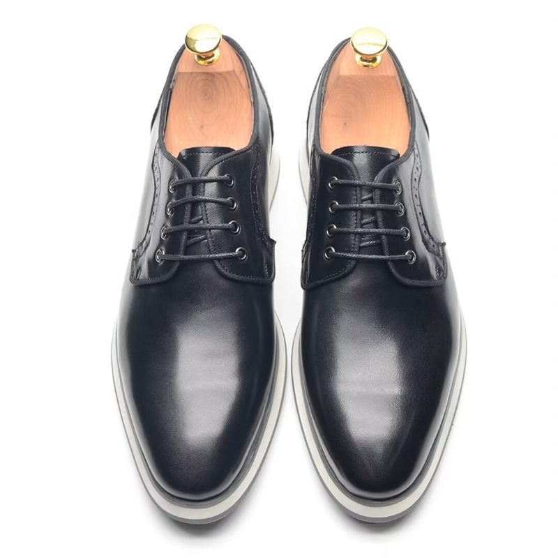 Sapatos Formais Masculinos Elegantes Vestido Urbano Com Cadarço Elegância - Preto 