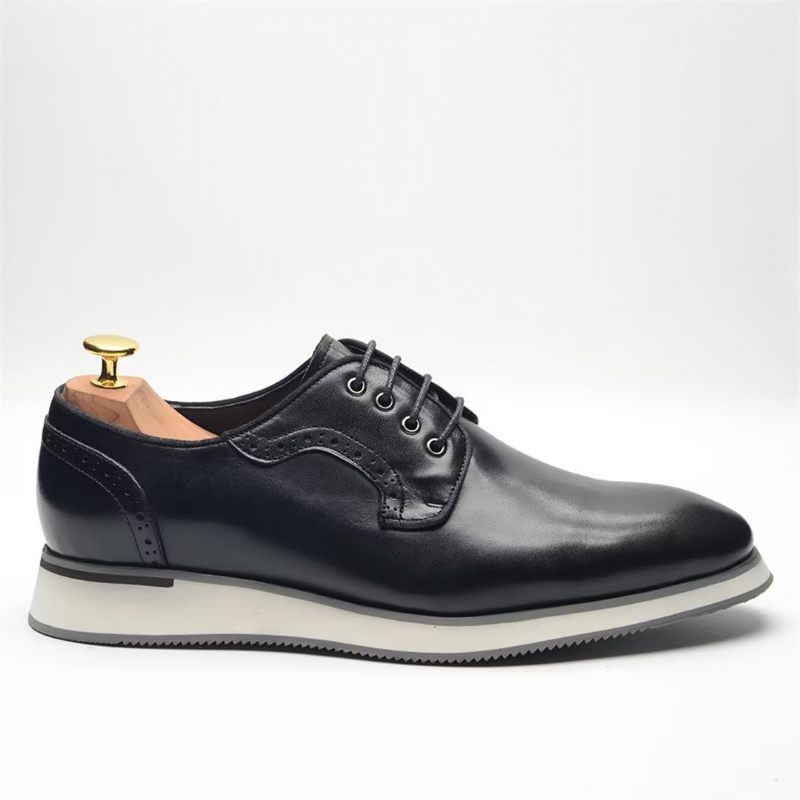 Sapatos Formais Masculinos Elegantes Vestido Urbano Com Cadarço Elegância - Preto 