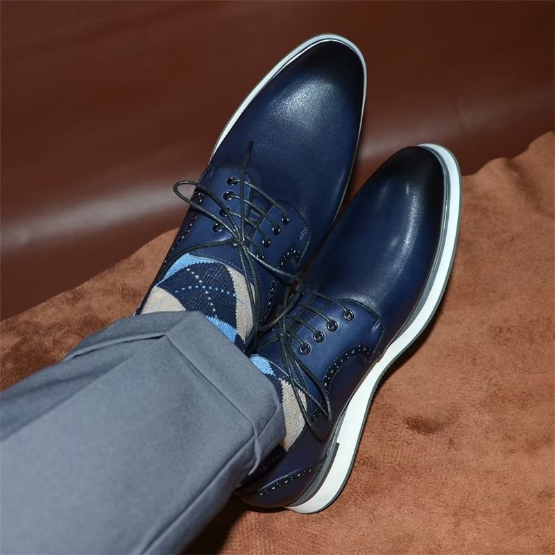 Sapatos Formais Masculinos Elegantes Vestido Urbano Com Cadarço Elegância -  Azul