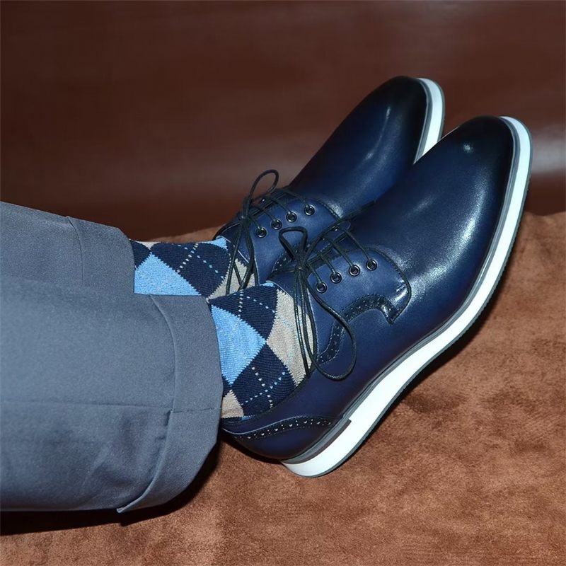 Sapatos Formais Masculinos Elegantes Vestido Urbano Com Cadarço Elegância -  Azul