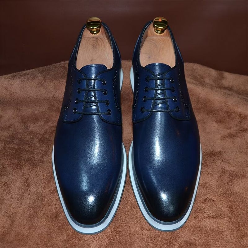 Sapatos Formais Masculinos Elegantes Vestido Urbano Com Cadarço Elegância -  Azul