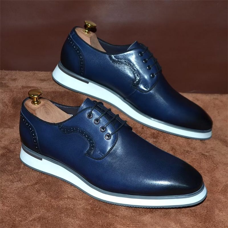 Sapatos Formais Masculinos Elegantes Vestido Urbano Com Cadarço Elegância -  Azul