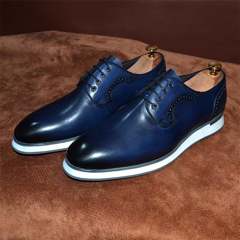 Sapatos Formais Masculinos Elegantes Vestido Urbano Com Cadarço Elegância -  Azul