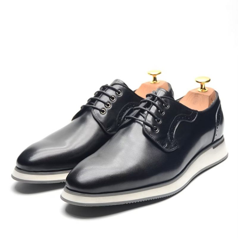 Sapatos Formais Masculinos Elegantes Vestido Urbano Com Cadarço Elegância - Preto 