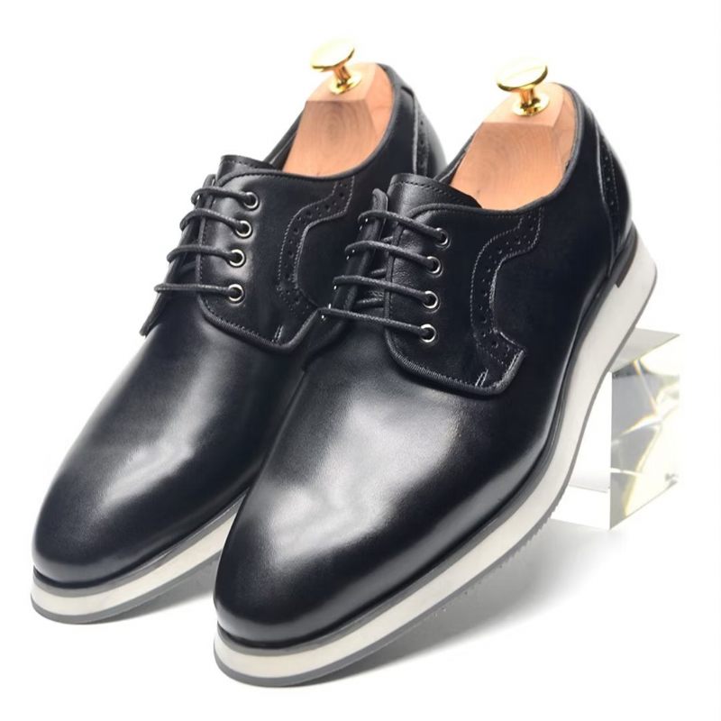 Sapatos Formais Masculinos Elegantes Vestido Urbano Com Cadarço Elegância - Preto 