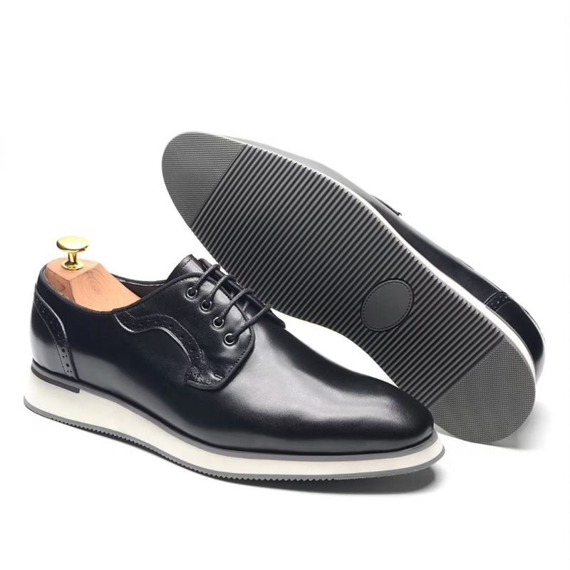 Sapatos Formais Masculinos Elegantes Vestido Urbano Com Cadarço Elegância - Preto 