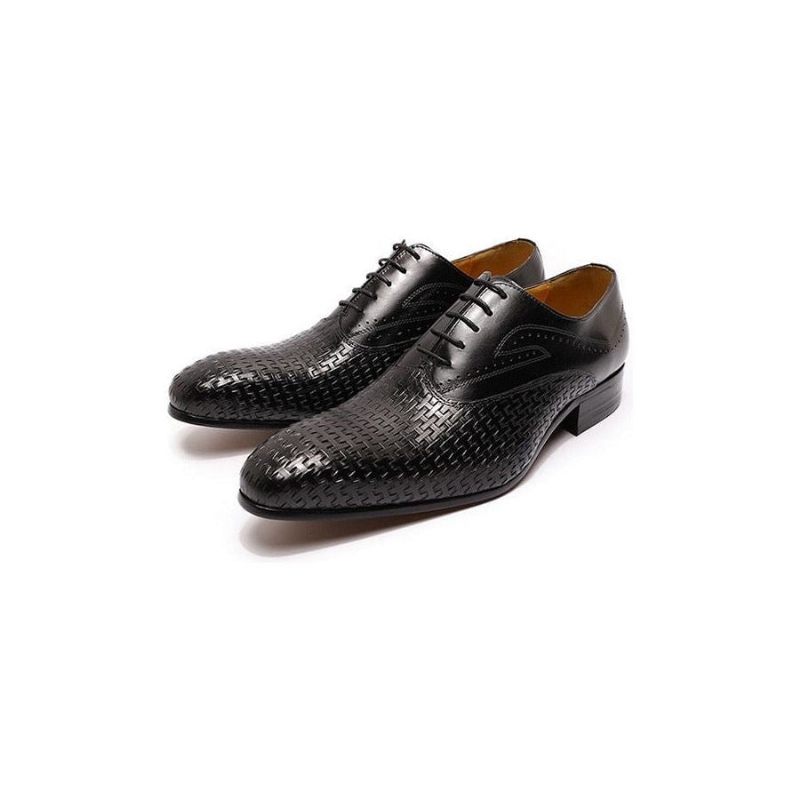 Sapatos Formais Masculinos Eleganza Exótico Lace-up Biqueira Pontuda Oxford - Preto