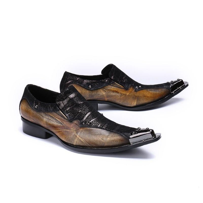 Sapatos Formais Masculinos Eleganza Mocassins Exóticos - Café