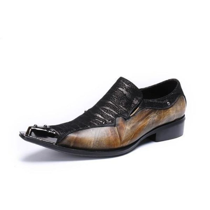 Sapatos Formais Masculinos Eleganza Mocassins Exóticos - Café