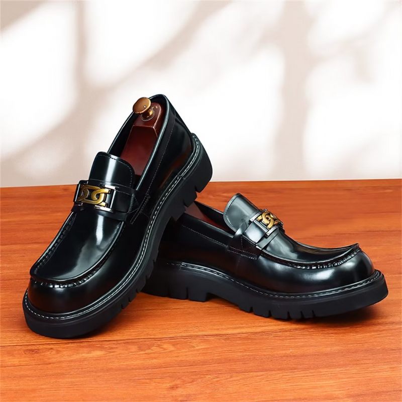 Sapatos Formais Masculinos Eleganza Urbano Elegantes Couro Slip-on - Preto