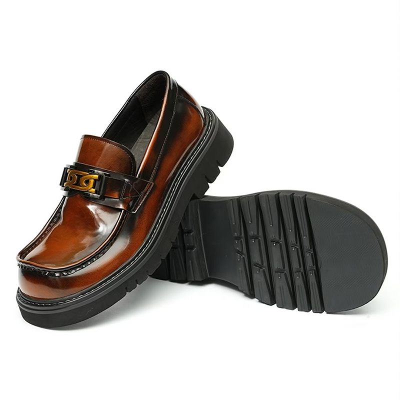 Sapatos Formais Masculinos Eleganza Urbano Elegantes Couro Slip-on - Café