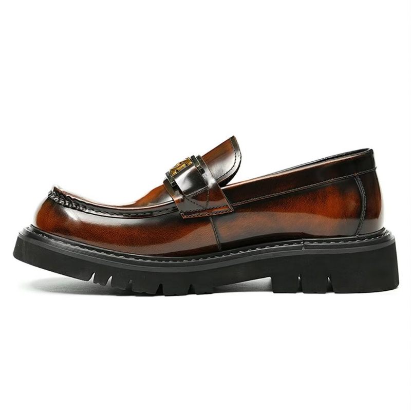 Sapatos Formais Masculinos Eleganza Urbano Elegantes Couro Slip-on - Café