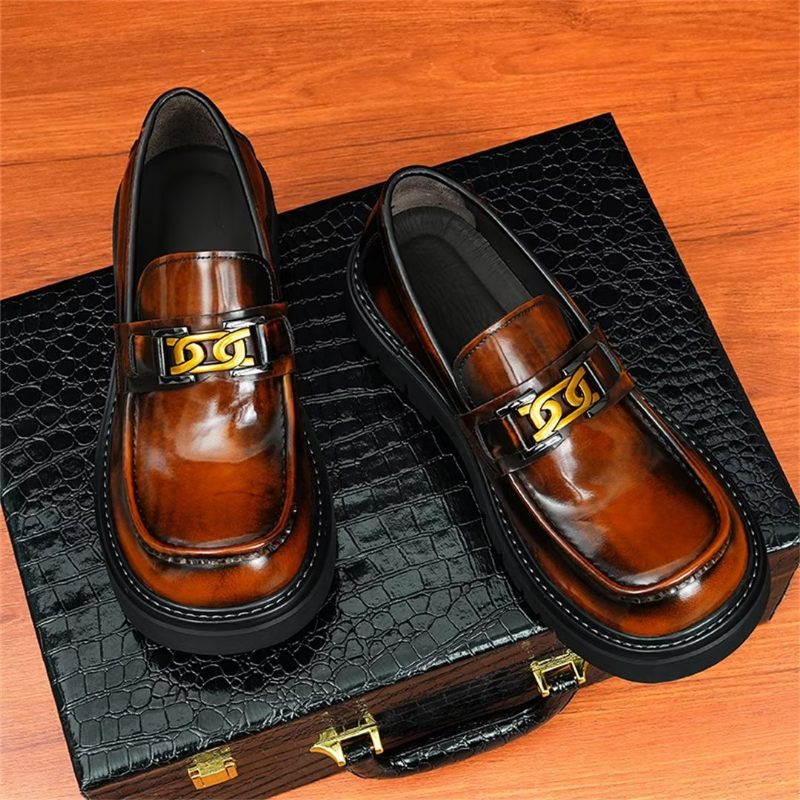 Sapatos Formais Masculinos Eleganza Urbano Elegantes Couro Slip-on - Café