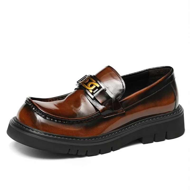 Sapatos Formais Masculinos Eleganza Urbano Elegantes Couro Slip-on - Café