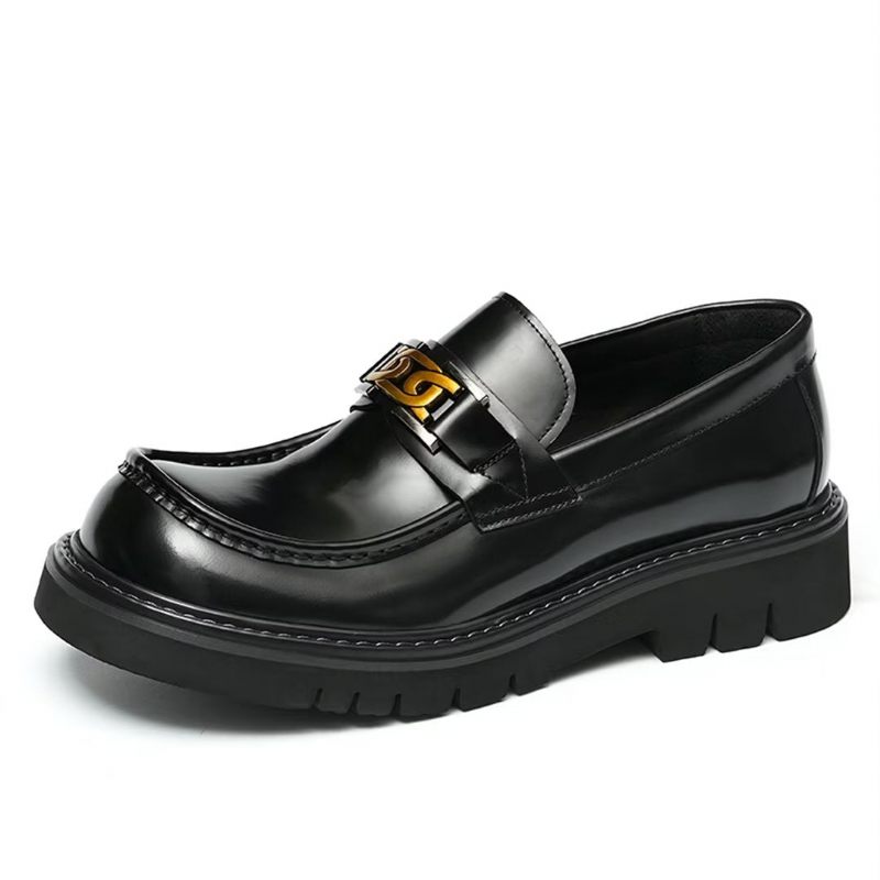 Sapatos Formais Masculinos Eleganza Urbano Elegantes Couro Slip-on - Preto