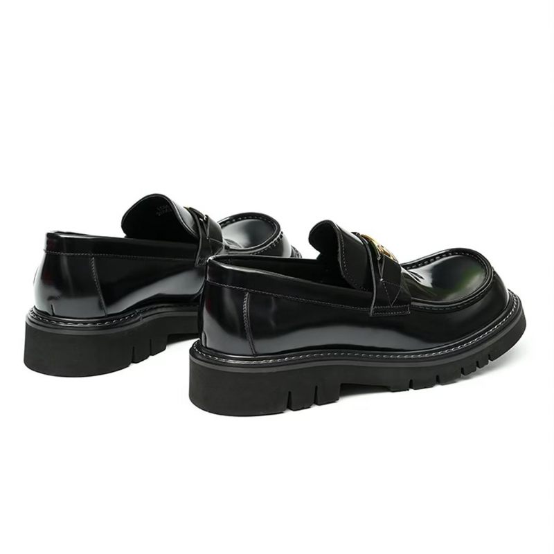 Sapatos Formais Masculinos Eleganza Urbano Elegantes Couro Slip-on - Preto