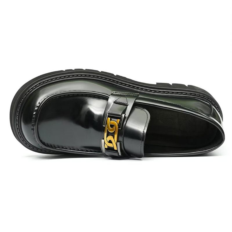 Sapatos Formais Masculinos Eleganza Urbano Elegantes Couro Slip-on - Preto