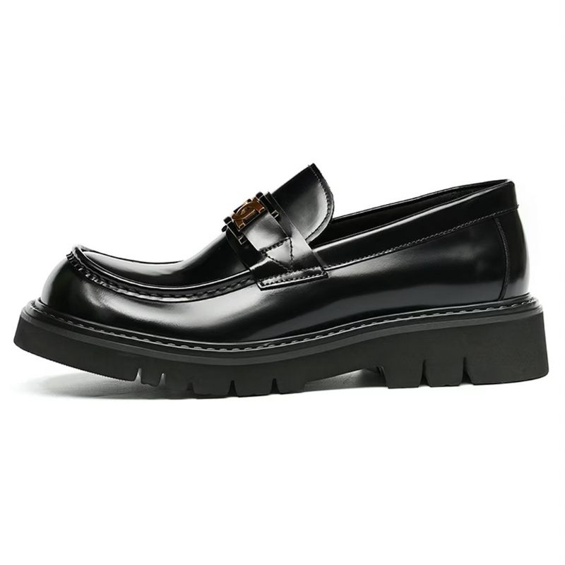 Sapatos Formais Masculinos Eleganza Urbano Elegantes Couro Slip-on - Preto