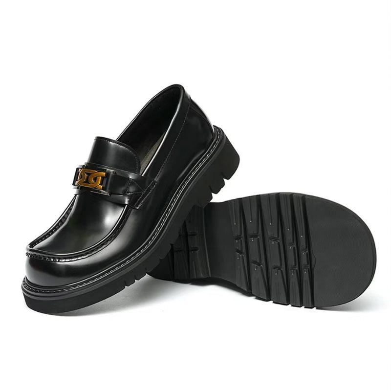 Sapatos Formais Masculinos Eleganza Urbano Elegantes Couro Slip-on - Preto