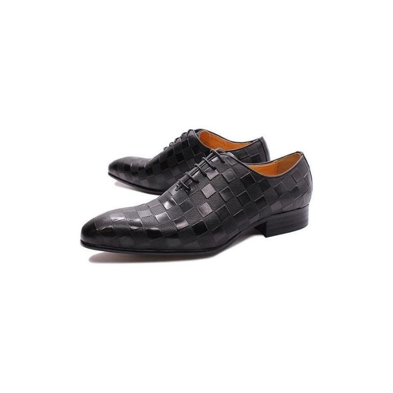 Sapatos Formais Masculinos Eleganza Xadrez Lace-up Oxford Sociais