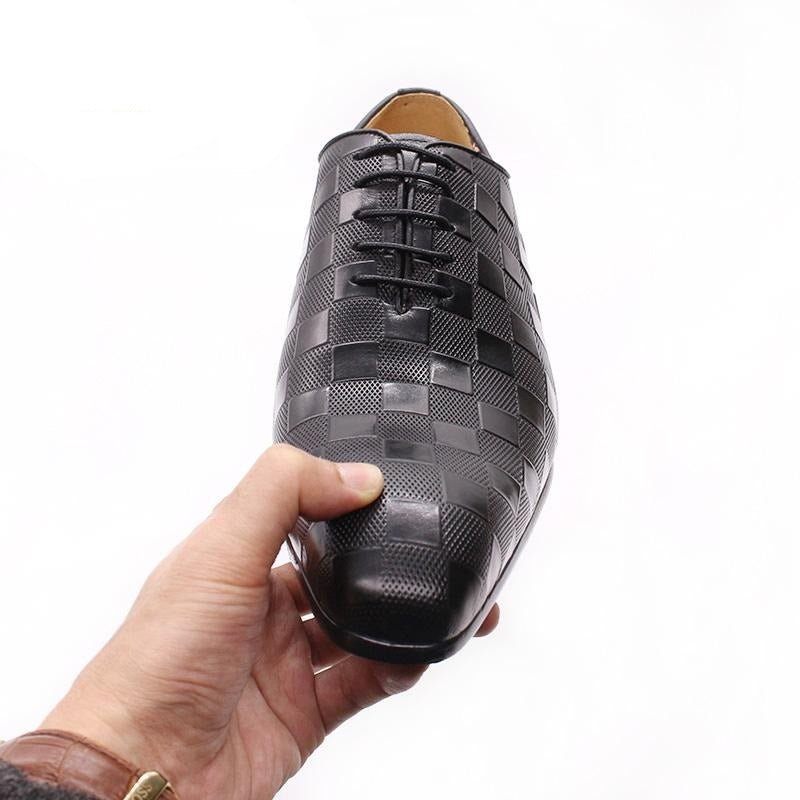 Sapatos Formais Masculinos Eleganza Xadrez Lace-up Oxford Sociais - Preto