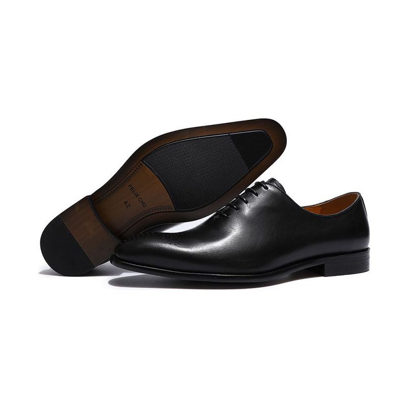 Sapatos Formais Masculinos Estilo Bolinha Exótica Brogue - Preto