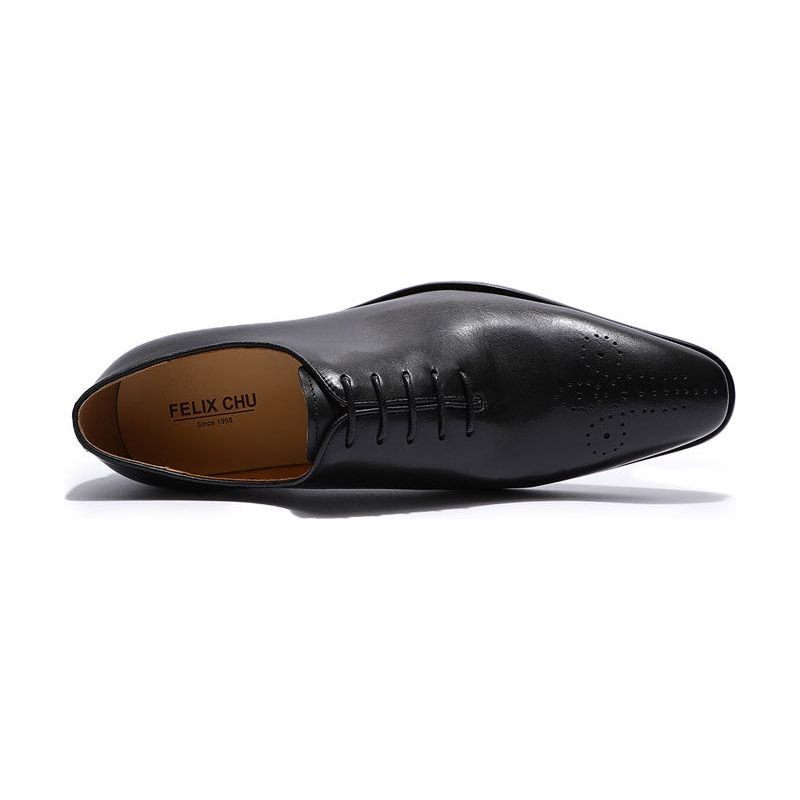 Sapatos Formais Masculinos Estilo Bolinha Exótica Brogue - Preto