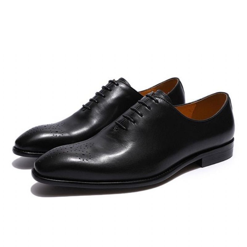 Sapatos Formais Masculinos Estilo Bolinha Exótica Brogue - Preto