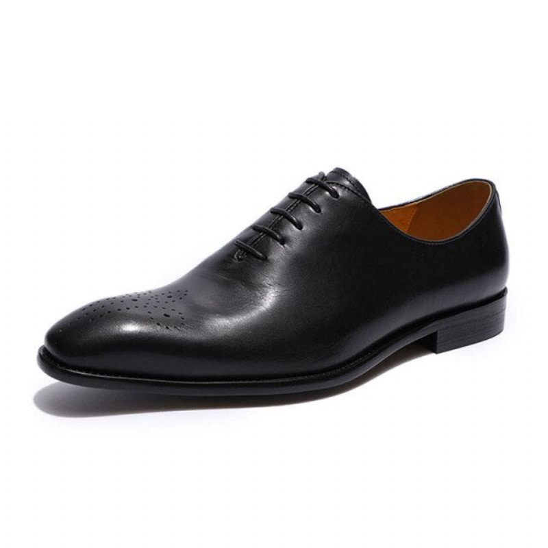 Sapatos Formais Masculinos Estilo Bolinha Exótica Brogue - Preto