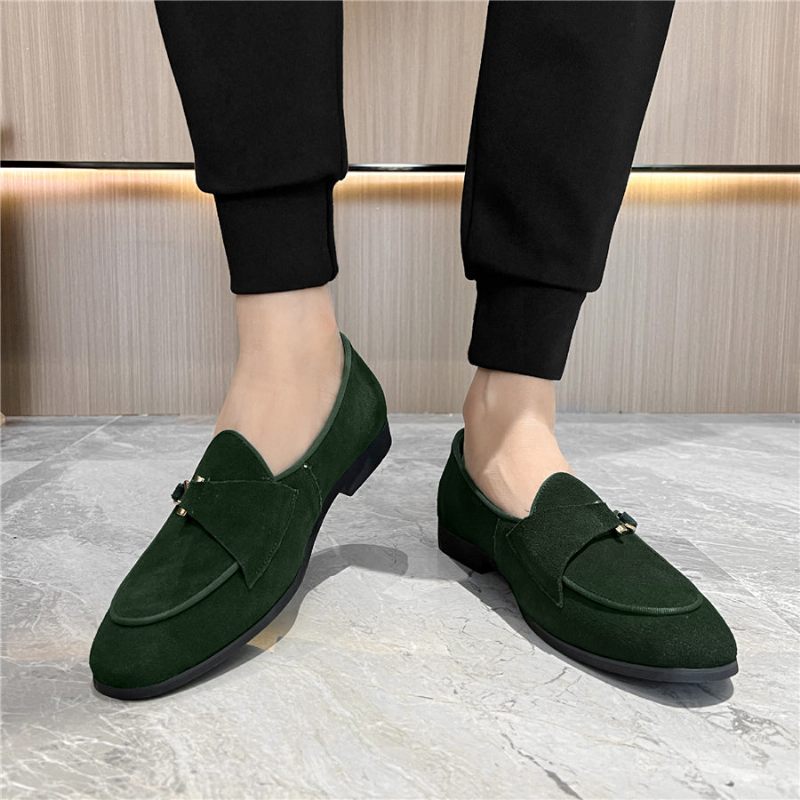 Sapatos Formais Masculinos Estilo Brogue Moderno Sociais Deslizantes - Verde