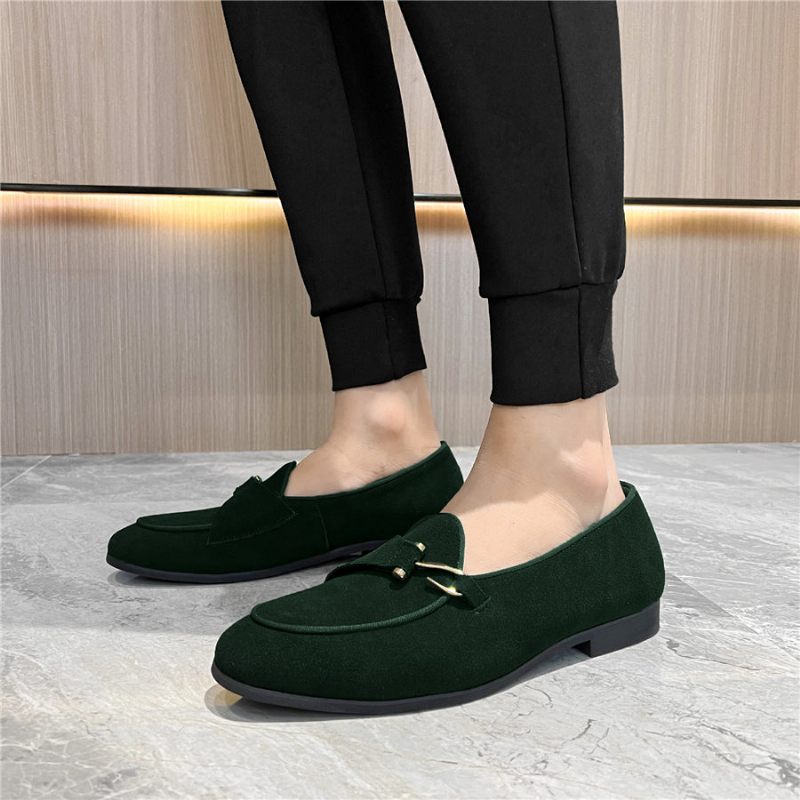 Sapatos Formais Masculinos Estilo Brogue Moderno Sociais Deslizantes - Verde