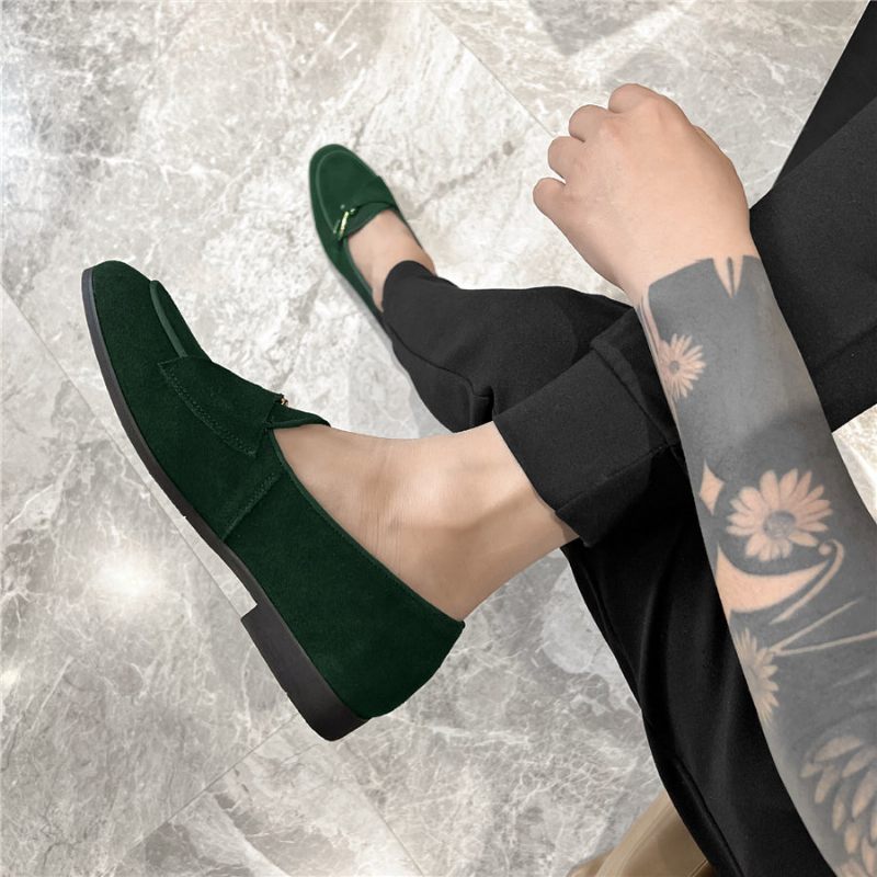 Sapatos Formais Masculinos Estilo Brogue Moderno Sociais Deslizantes - Verde