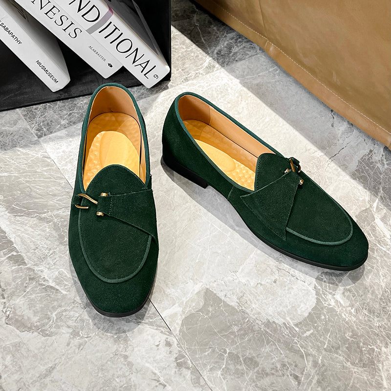 Sapatos Formais Masculinos Estilo Brogue Moderno Sociais Deslizantes - Verde