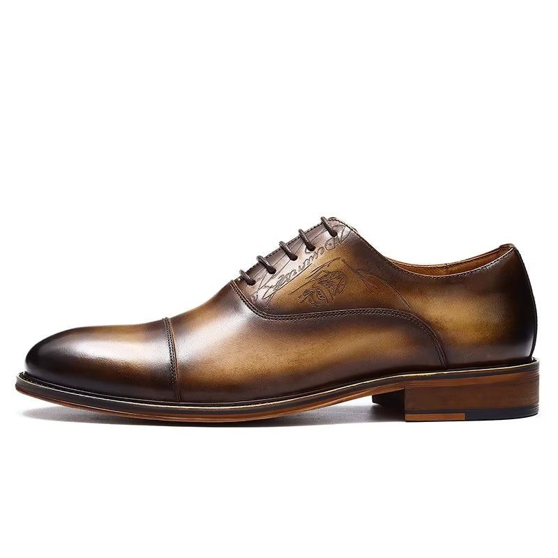 Sapatos Formais Masculinos Estilo Sofisticado Brogue Couro Genuíno - Café