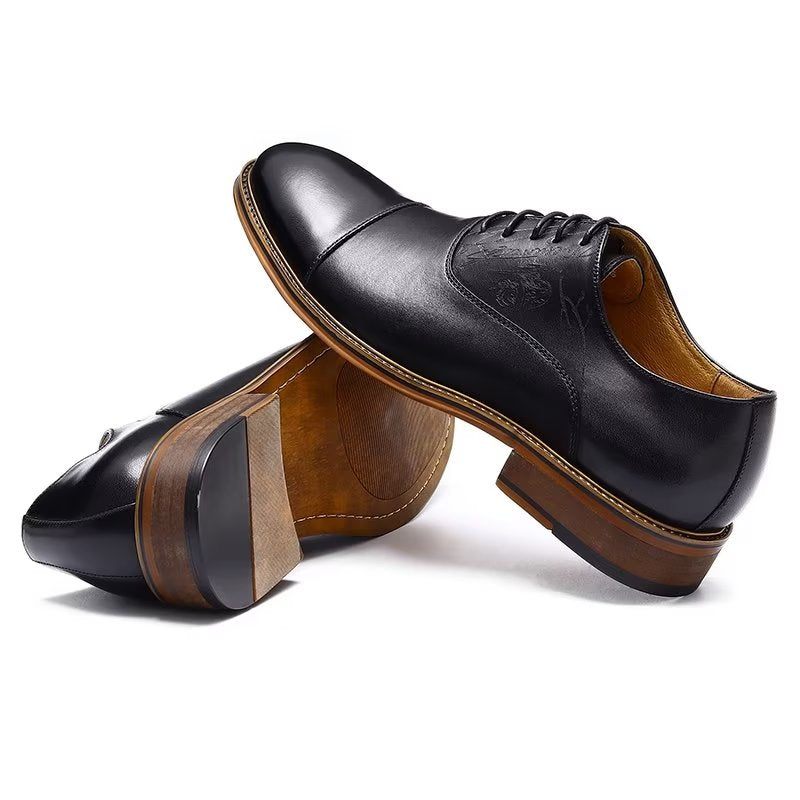 Sapatos Formais Masculinos Estilo Sofisticado Brogue Couro Genuíno - Preto