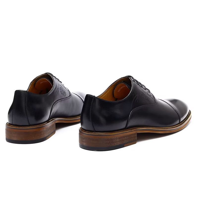 Sapatos Formais Masculinos Estilo Sofisticado Brogue Couro Genuíno - Preto