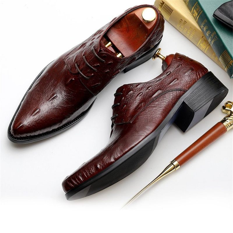 Sapatos Formais Masculinos Executivos Com Cadarço Oxford - Vermelho