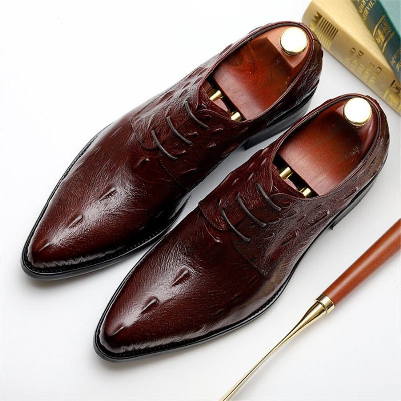 Sapatos Formais Masculinos Executivos Com Cadarço Oxford - Vermelho