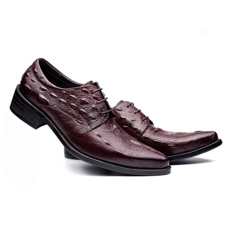 Sapatos Formais Masculinos Executivos Com Cadarço Oxford - Vermelho