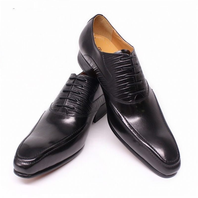 Sapatos Formais Masculinos Exóticos Biqueira Pontuda Oxford - Preto