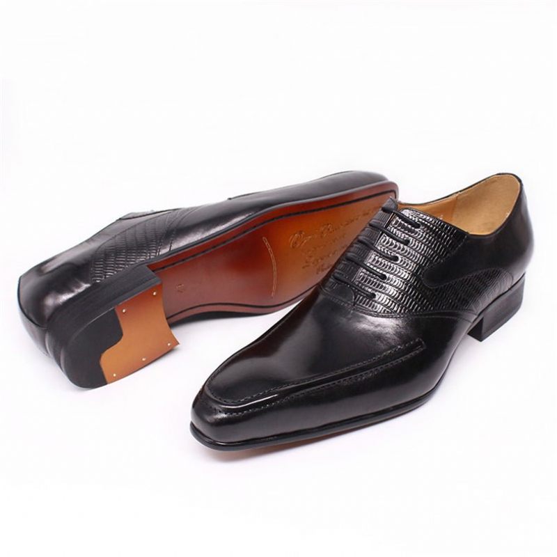 Sapatos Formais Masculinos Exóticos Biqueira Pontuda Oxford - Preto