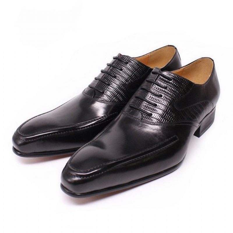 Sapatos Formais Masculinos Exóticos Biqueira Pontuda Oxford - Preto